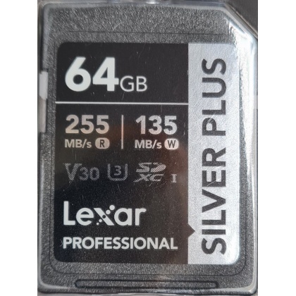 Lexar 64GB SDXC Silver Plus R255/W135MB/s V30