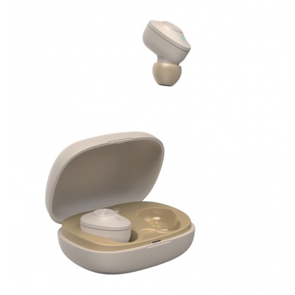Hama Freedom Buddy Bluetooth Earbuds with Mic, Touch Control, Voice Control, Charging Case, Beige