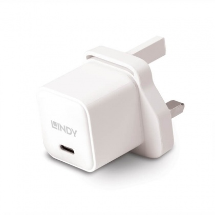 Lindy 20W USB Type C GaN Fast Charger for cameras, smartphones and all USB C devices