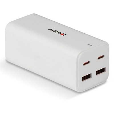 Lindy 100W 4-Port USB Type A & C Mains Charger, GaN technology