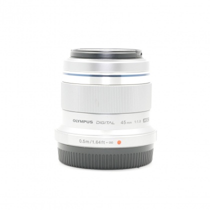 Used Olympus M.ZUIKO DIGITAL 45mm f1.8 lens, silver