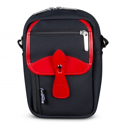 Billingham Airline Stowaway Camera Shoulder Bag, Black Fibrenyte-Red Trim