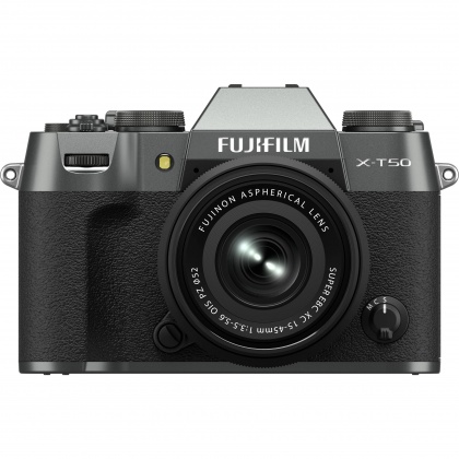 Fujifilm X-T50 Mirrorless Camera, Charcoal Silver with XC 15-45 lens