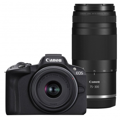 Canon EOS R50 Mirrorless Camera with 18-45 and 75-300mm lenses