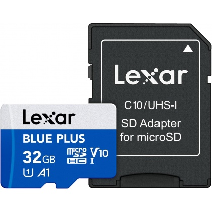 Lexar 32GB microSD Blue Plus R100 V10 with SD adapter