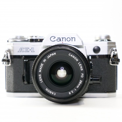 Used Canon AE-1 35mm SLR with 28mm lens Used Canon AE-1 35mm SLR with 28mm lens