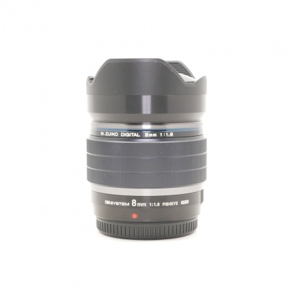 Used Olympus M.ZUIKO DIGITAL ED 8mm f1.8 Pro lens, black
