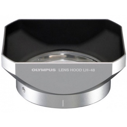 Olympus LH-48 Metal Lens Hood for the M.ZUIKO 12mm F2, silver lens