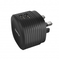 Hama Dual Charger, 2x USB, 2.4A with UK plug, black