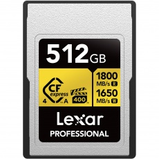 Lexar 512GB, CFexpress PRO Type A Gold 4, R1800/W1650MB/s, VPG400