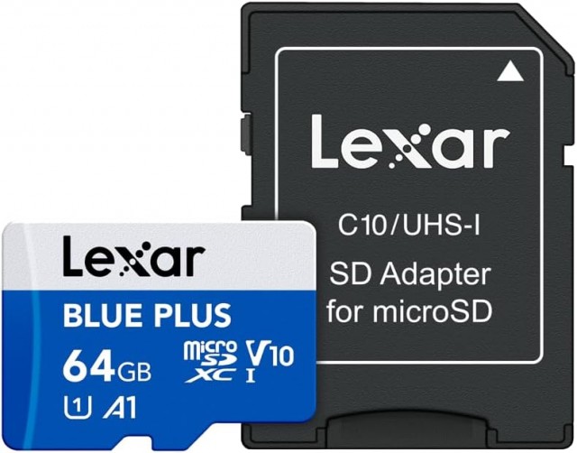 Lexar Lexar 64GB microSD Blue Plus R100 V10 with SD adapter