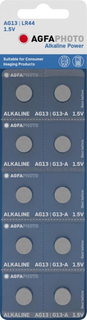 Sundry AGFAPHOTO LR44 / A76 alkaline batteries, pack of ten
